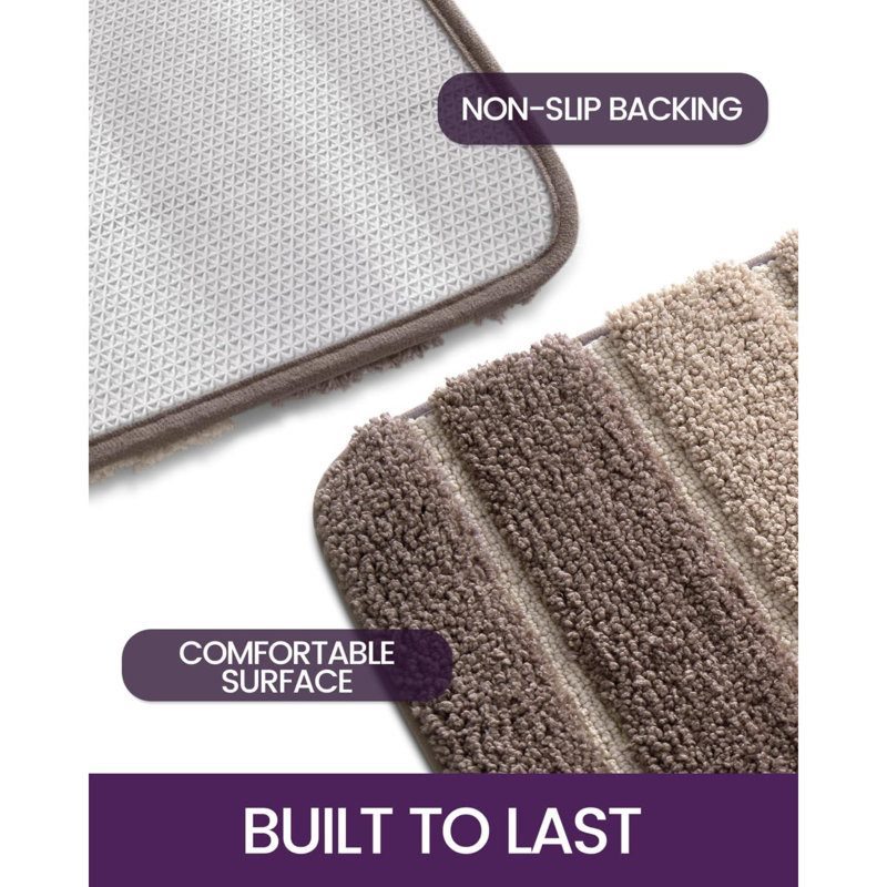 Tapis pour salle de bain Konnie, L 16 po x L 24 po, Brun clair