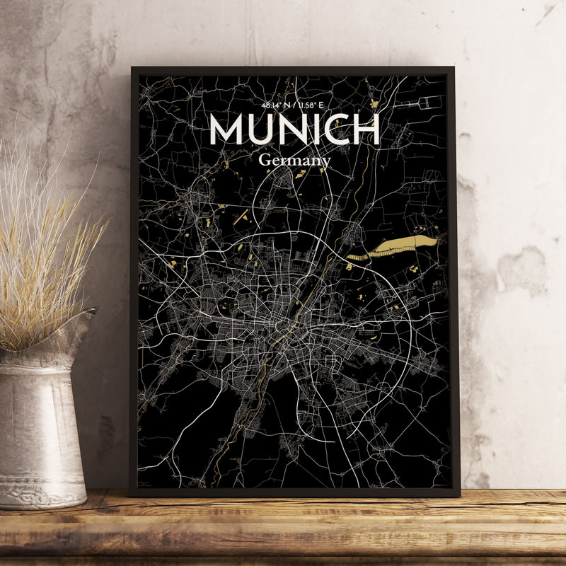 Munich City Map - No Frame Print, 43.2cm H x 27.9cm W x 0.13cm D