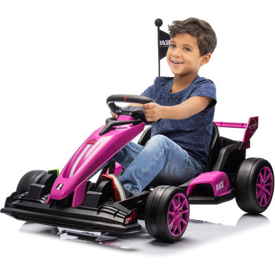 24V Electric Drift Kart For Kids Ages 6-12,Seat &Variable Speed(8.5Mph),Eva Silent Wheels & Parent-Approved Safety,Ride-On Toy
