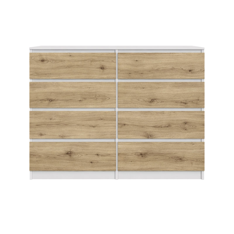 120cm W 8 - Drawer Chest of Drawers, Artisan Oak/White