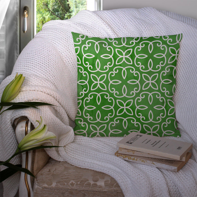  Coussin extérieur géométrique Cirlce on Green, 14 po x 14 po
