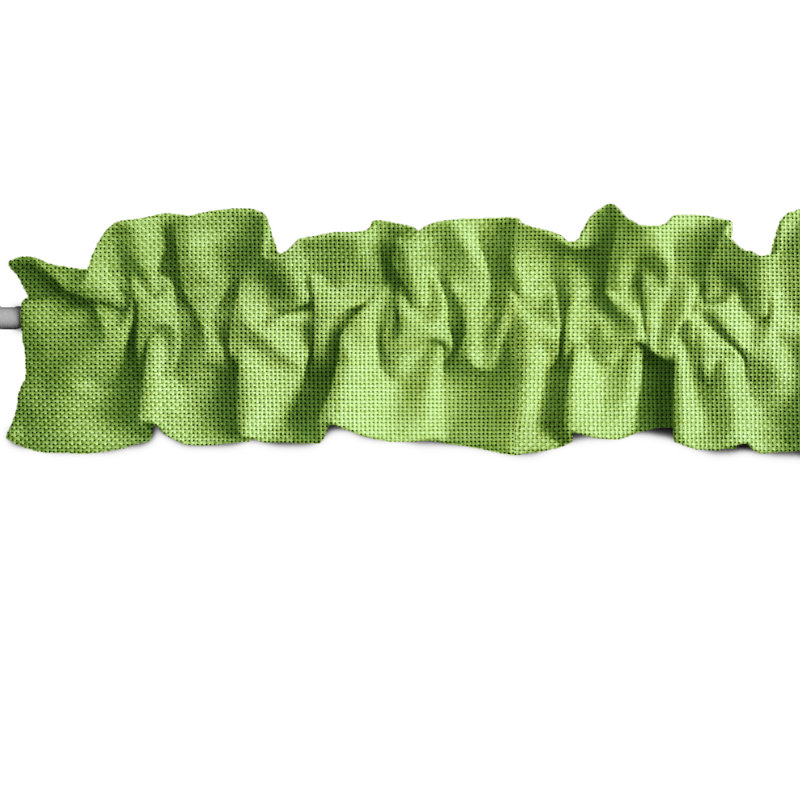 Ruffled Window Valance, 120" W x 9" L, Lime Green