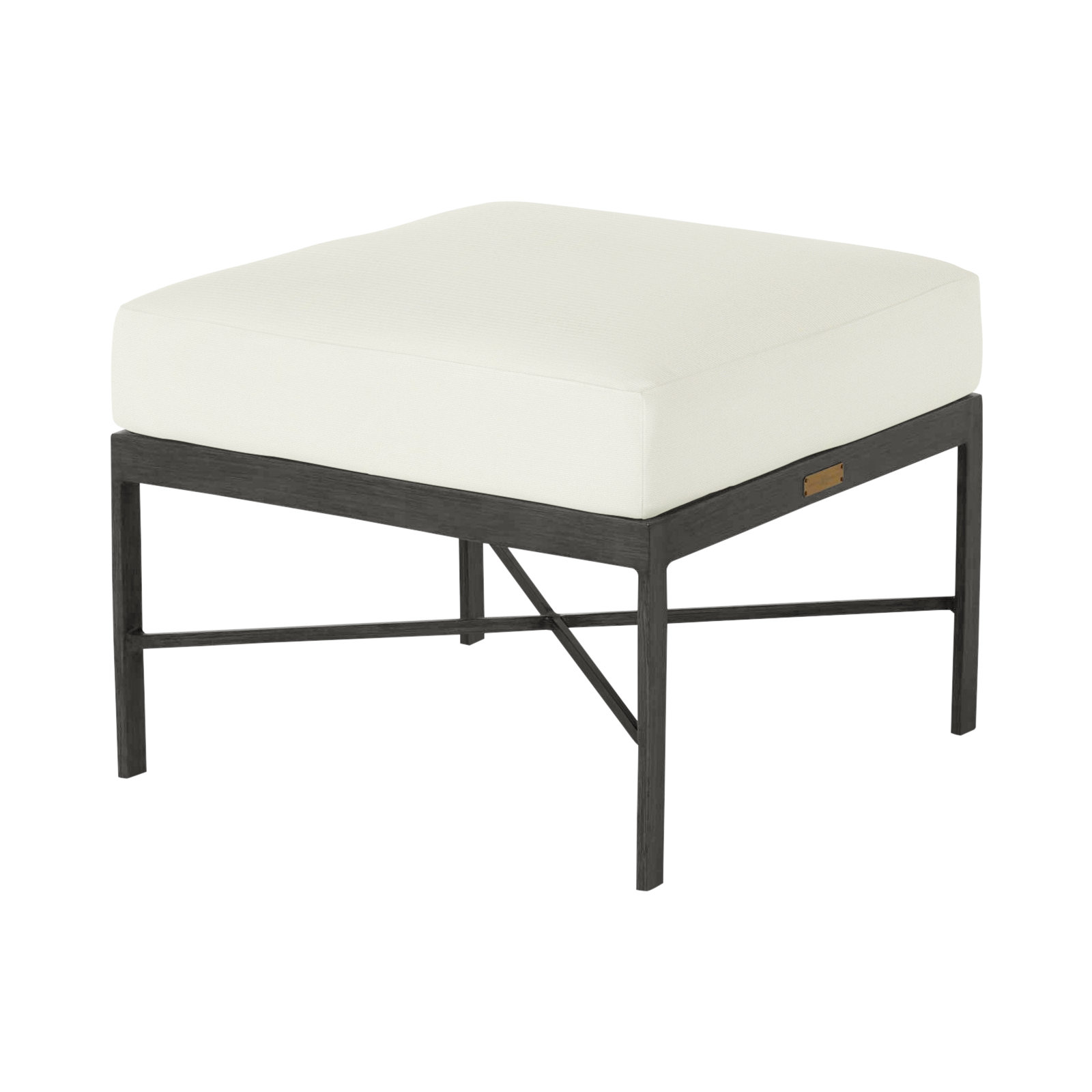 Monaco Wrought Outdoor Ottoman, Slate Gray, No Welt, Natural White