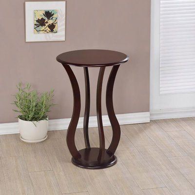 Table d'appoint ronde cerise avec plateau en faux marbre
