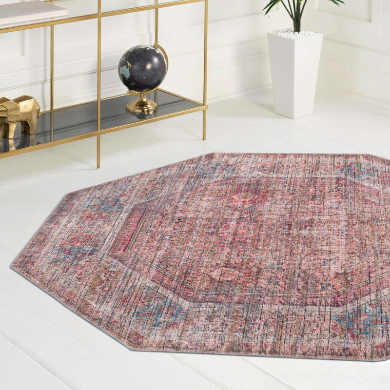 Engen Washable Oriental Indoor Rug, Octagon 5'3" x 5'3"