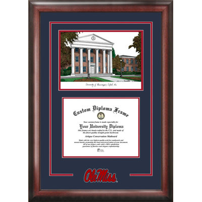 Cadre de lithographie à mississippi rebels et diplôme avec images campus NCAA