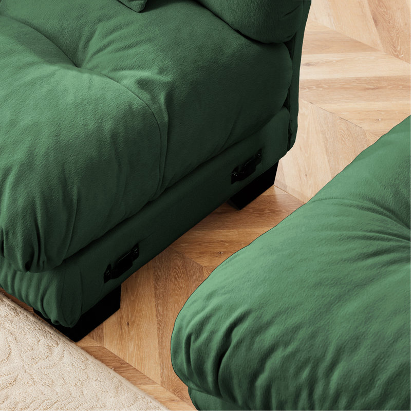 Canapé modulaire de luxe avec canapé modulaire surdimensionné en U pour salon, canapé à assise profonde avec 2 repose-pieds, vert chenille