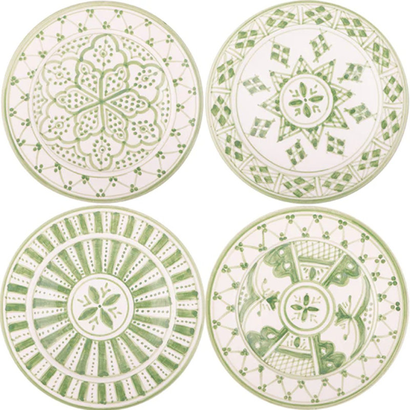 Ensemble de 4 assiettes à hors-d'œuvre Tetjana, Céladon