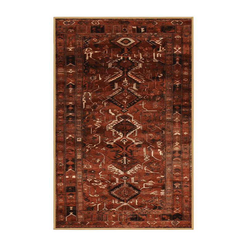 Tapis brun turc lavable à la machine, Rectangle 4pi x 6 pi