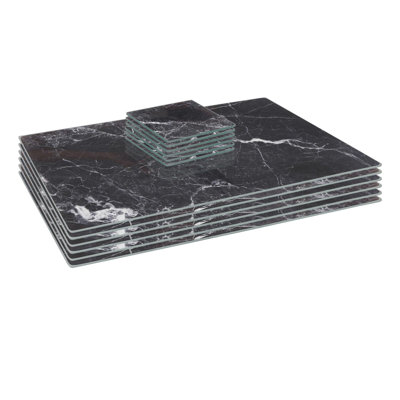 Harbour Housewares - 12pc Glass Placemats & Square Coasters Set