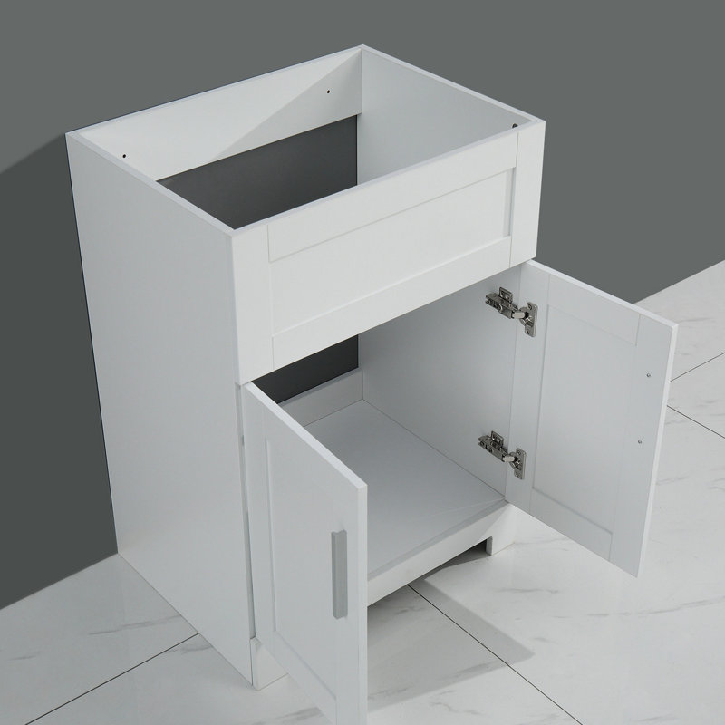 24In White Laundry Cabinet - Stainless Steel Sink & Faucet Firm Effortless Setup Utility Strong Silent Atmosphere Building