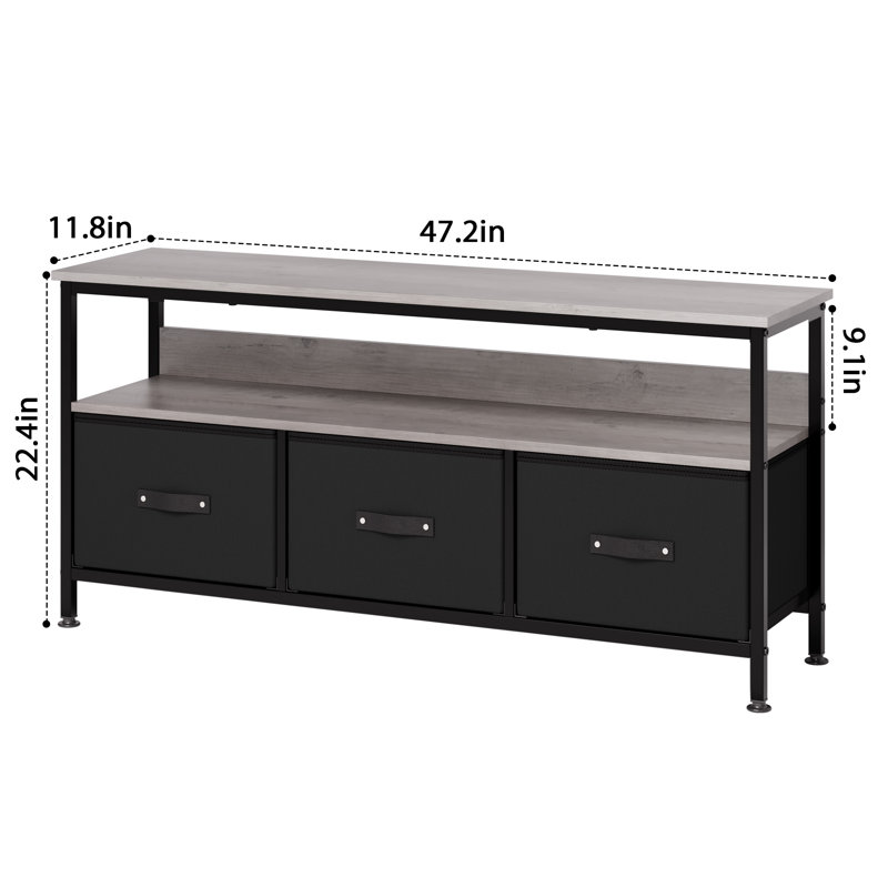 Duain Unfinished TV Stand for TVs up to 55", White/Black