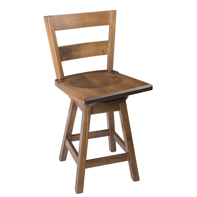 Tabouret de bar et de comptoir pivotant en bois massif Caine, Cappuccino, Tabouret de bar (assise de 30 po de hauteur)
