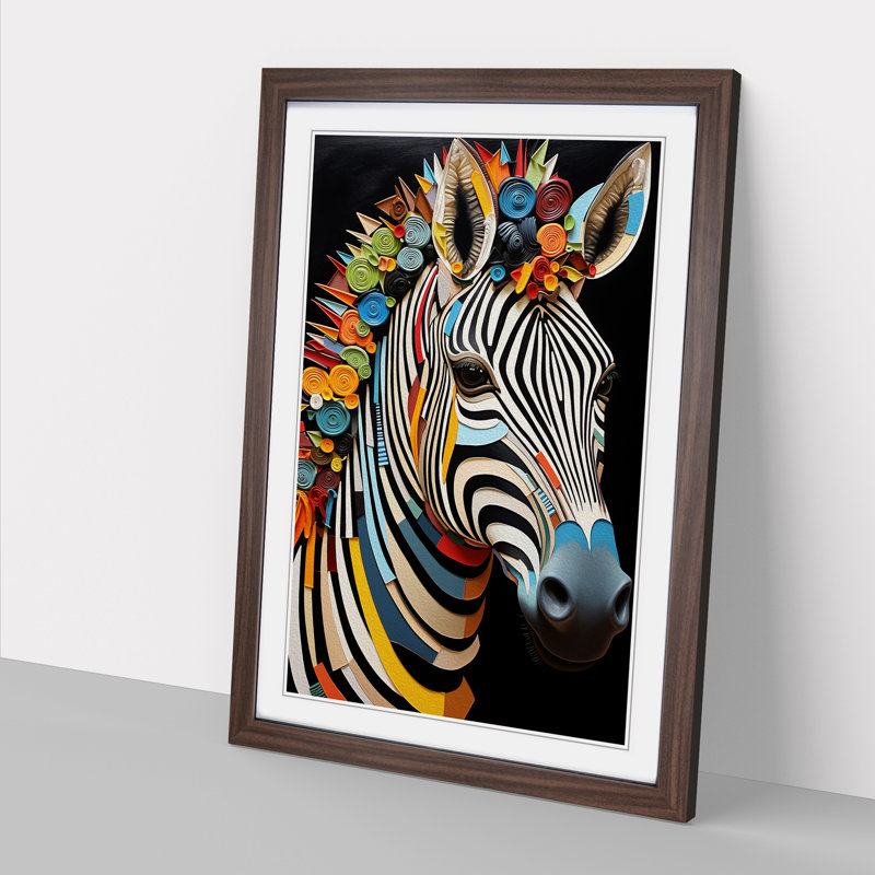 Zebra Orphism - Framed Print, Walnut , 34cm H x 25cm W x 2cm D