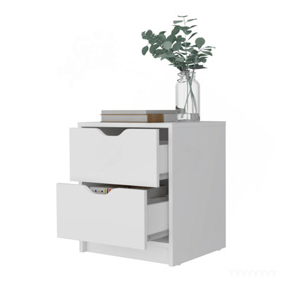2 Drawers Nightstand, Bedside Table With Storage