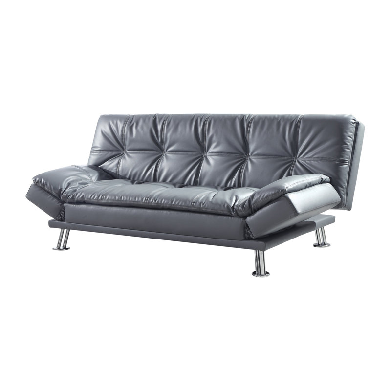 Peniel 72.6'' Faux Leather Sleeper Sofa, Gray Faux Leather