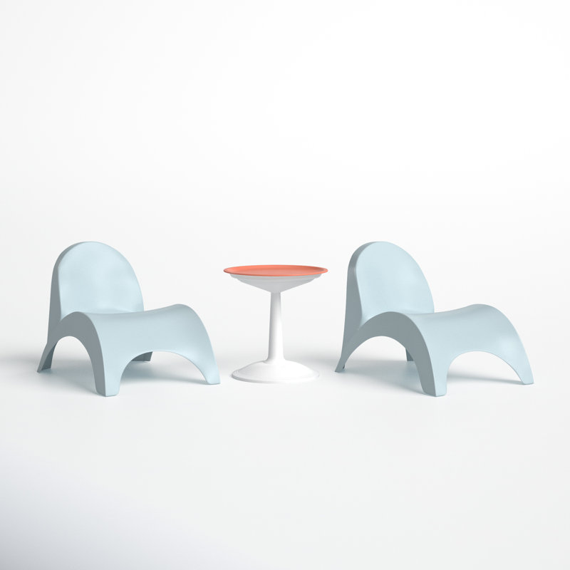 Ameswood Outdoor Chaise Lounge Set with Table, Blue/Orange