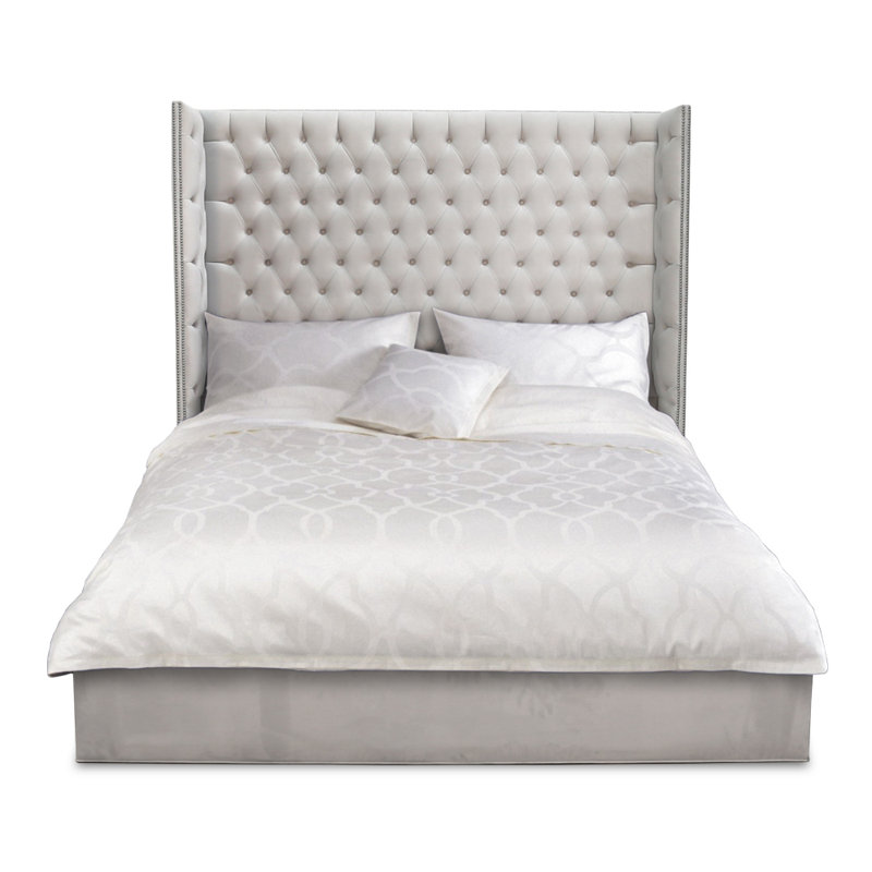 Edifice Velvet Wingback Bed, Queen