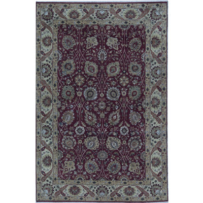 Wool Oriental Area Rug in Wine/Brown