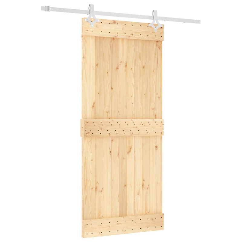 Porte coulissante avec quincaillerie Vidaxl, Blanc/naturel, 35,4 po x 82,7 po