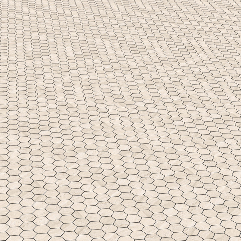 Colosseum Matte Hexagon Mosaic Wall & Floor Travertine Look Tile (.80 Sq. Ft. /Sheet), Ivory