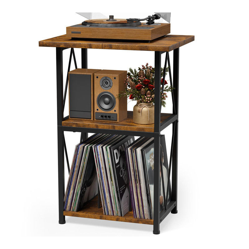 Upgraded Expanded Surface Record Player Stand, 3 Tier End Table With Vinyl Record Storage, 50X40cm Record Player Table, Turntable Stand For Vinyl Player,
