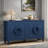 Four-door Sideboard With French Frame Design, Round Ring Handles And Adjustable Shelves-1935965761