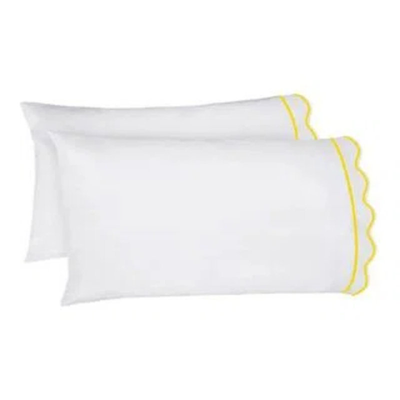 400TC Cotton Scallop Embroidery & Border Cotton 4 Piece Sheet Set Fitted Sheet Fits Upto 16" Deep Pocket, Black Border