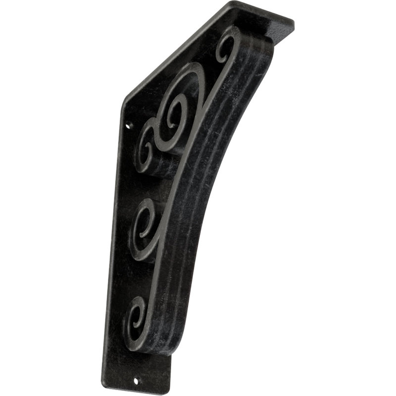 Support en fer forgé Tristan de l 2 po x P 5 1/2 po x H 8 po (triple croisillon central), argent antique, Argent antique