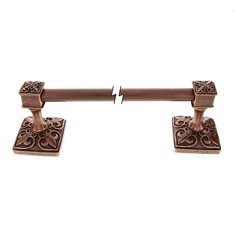 Fleur De Lis Wall Mounted Towel Bar, Antique Copper, 2.25" H x 26.5" L x 2.25" D