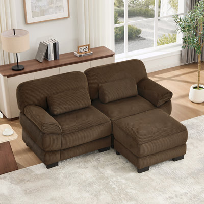 L-Shaped Modular Sofa, 2-Seater Sofa with Ottoman, Comfy Thick Seat Cushions for Living Room Bedroom Apartment
