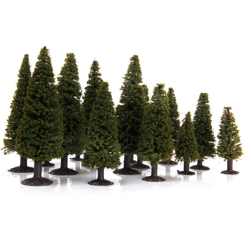 15 cèdres miniatures pour paysage vert, avec boîte