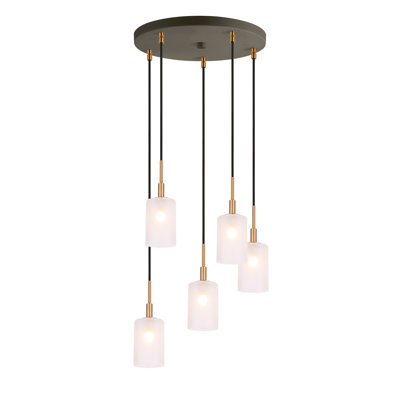Luminaire suspendu cylindre grappe 5 lumières Thiede