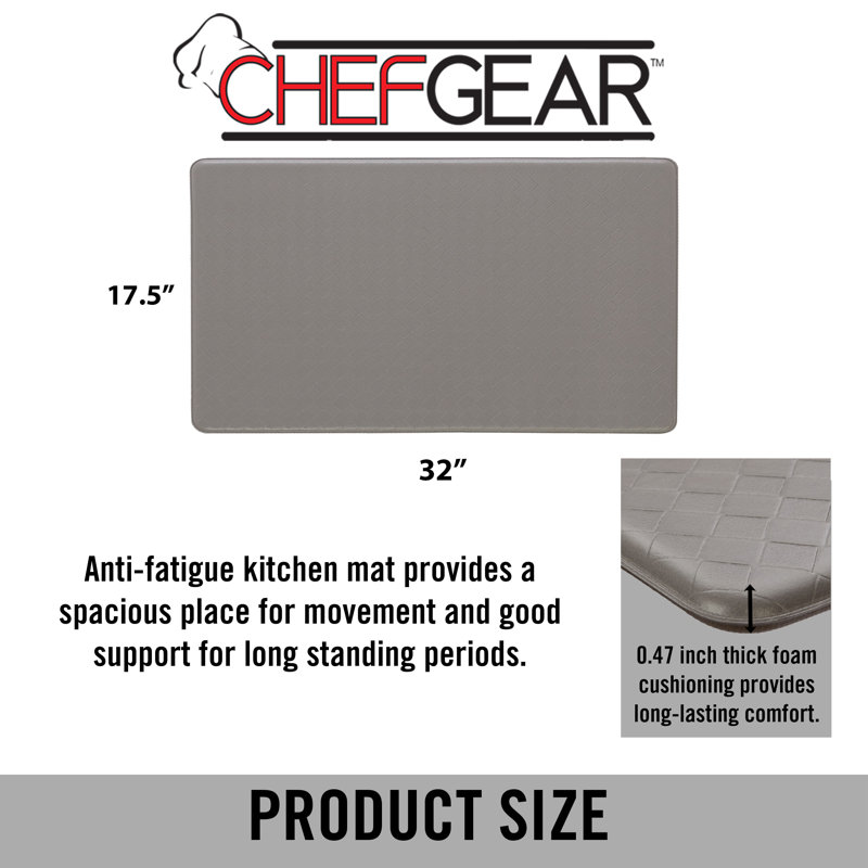Gray 48" PVC Basketweave Anti-Fatigue Kitchen Mat