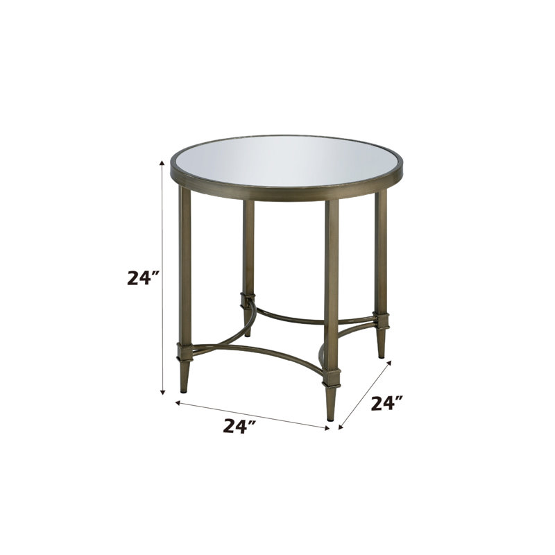 Aditya Contemporary 24"Dia Round End Table in Mirrored and Antique Brass