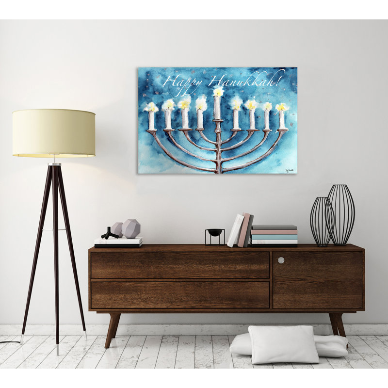 Watercolour Hannukah - Wrapped Canvas Painting, 41 cm H x 61 cm W