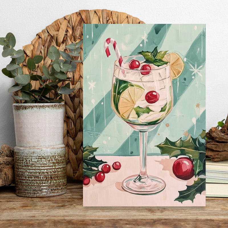 «Festive Christmas Drink Contemporary Winter», reproduction d'art mural, H 18 po x l 12 po