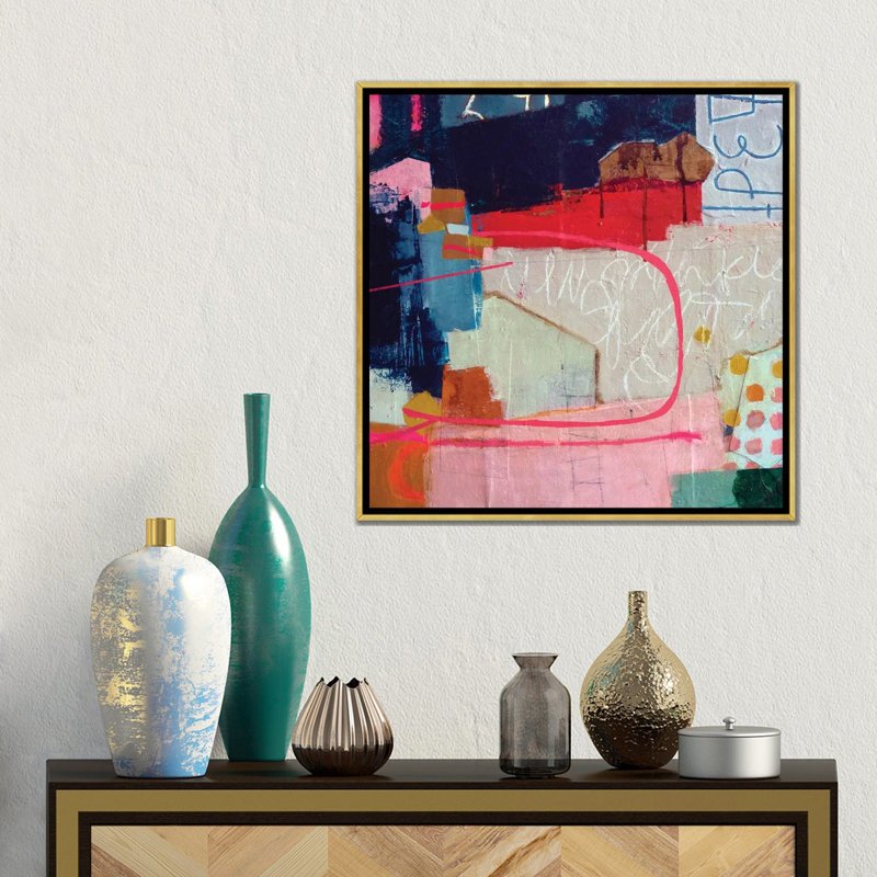 Paysage rouge - reproduction d'art murale encadrée, Reproduction encadrée sans passe-partout, H 18 po x l 18 po, Doré