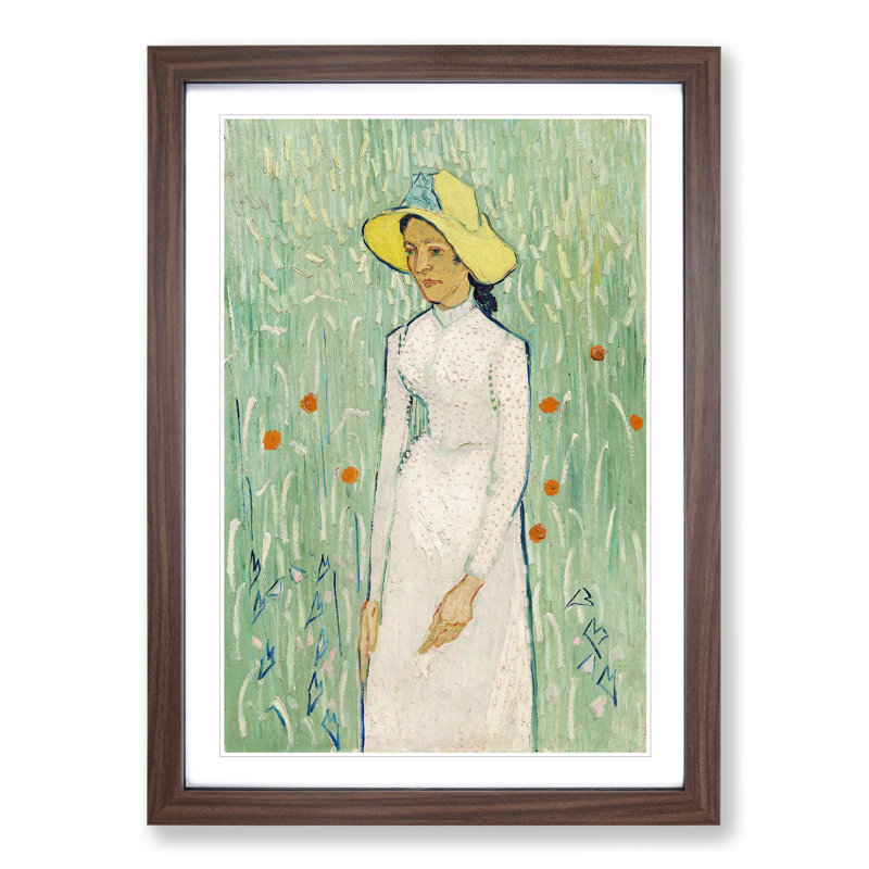 Girl in White by Vincent Van Gogh - Picture Frame Painting, 65cm H x 48cm W x 2cm D, Walnut Framed