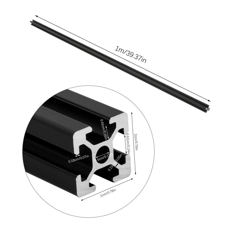 Black T Slot Aluminum Extrusion for 3D Printer and CNC