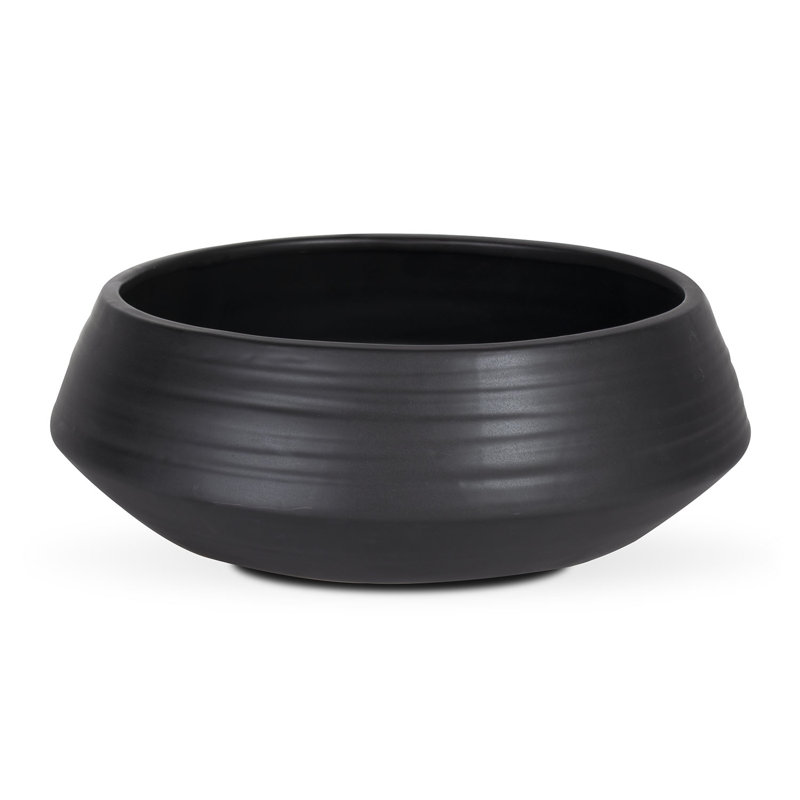 Wimbish Handmade Ceramic Pot Planter, Black, 6" H x 17" W x 17" D