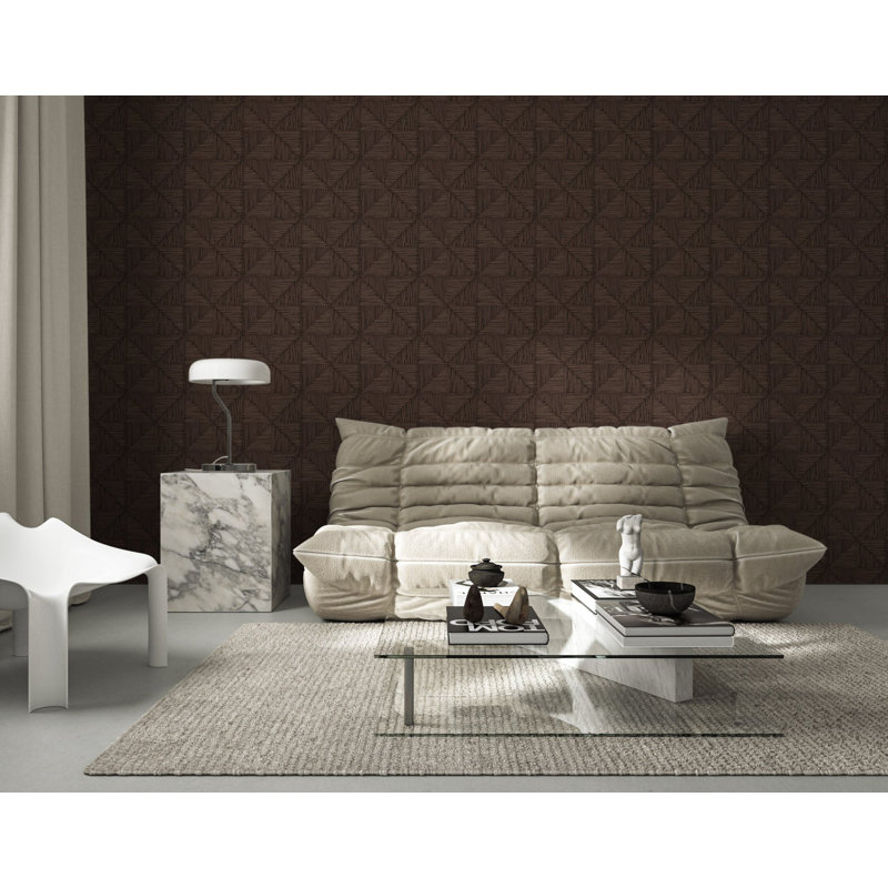 Parquet Small - Wallpaper by Norman Wyatt Home, Walnut Brown, Peel & Stick, Self-Adhesive