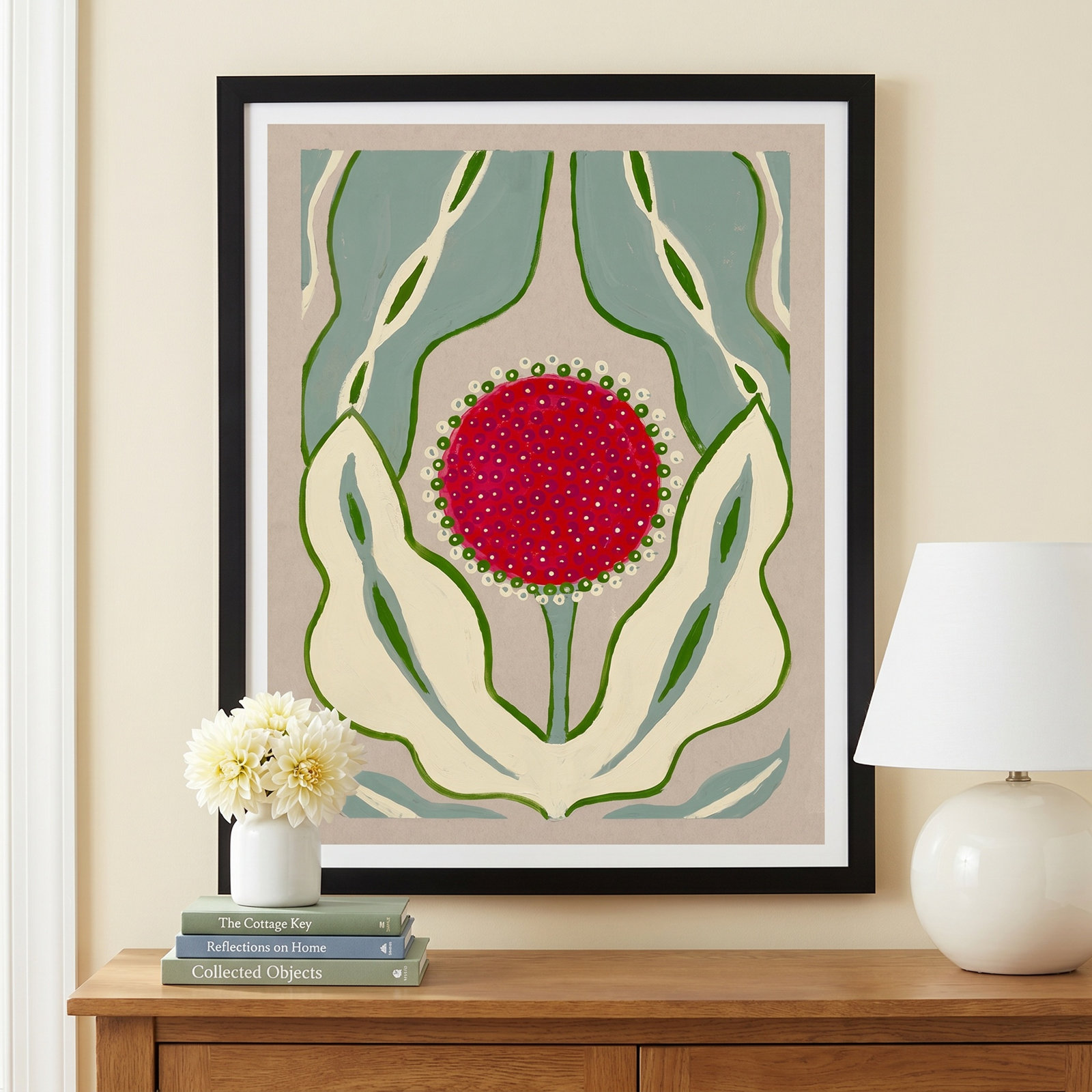 Enette "Magical Poppy 2" Print by Andrea Stokes, 30" H x 24" W x 1.25" D, Black Framed Paper