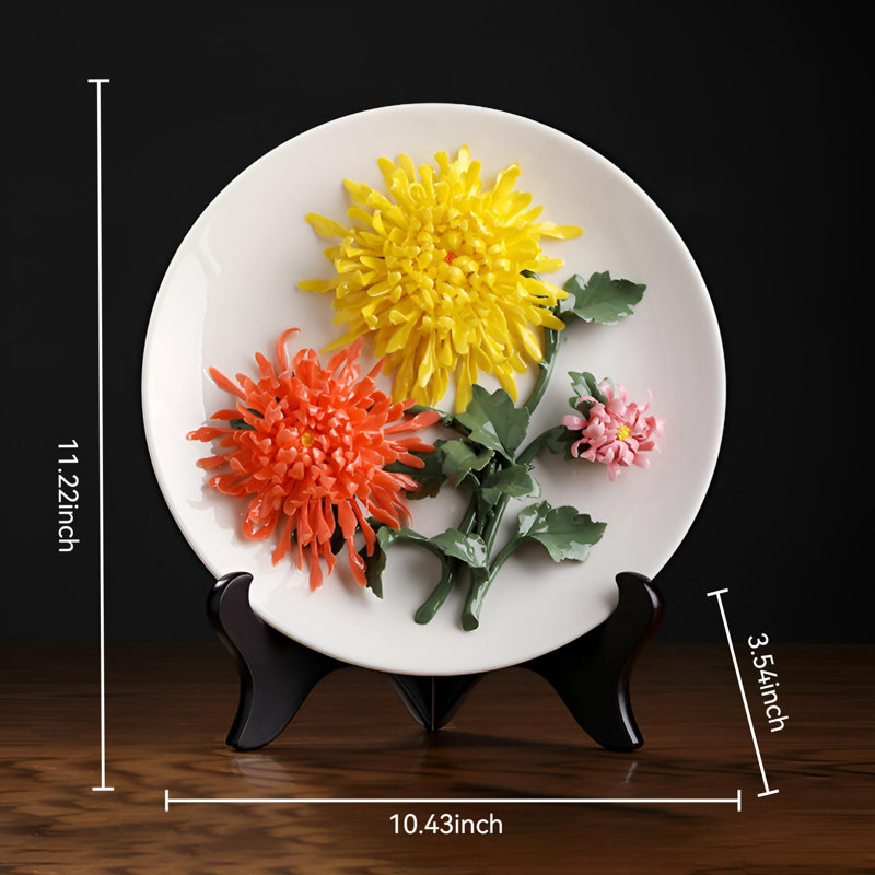 Décoration murale grappe de fleurs en céramique - Cadeau sophistiqué pour le chauffage de la maison