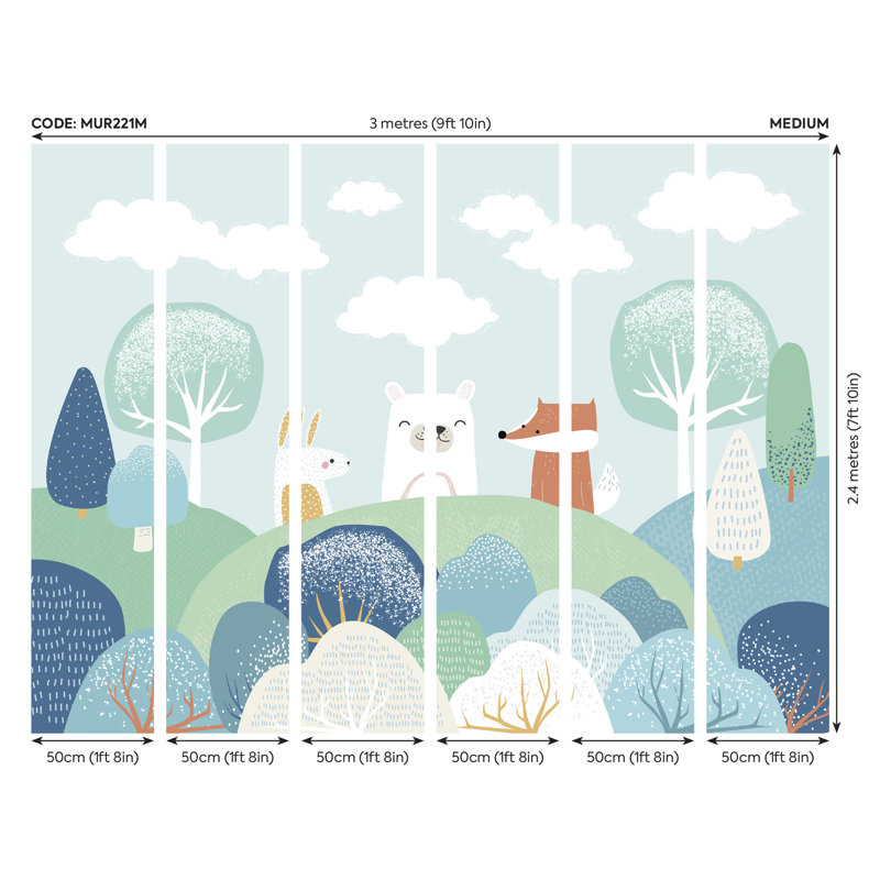 Matte Non-Pasted Wall Mural, Blue, 240cm L x 300cm W