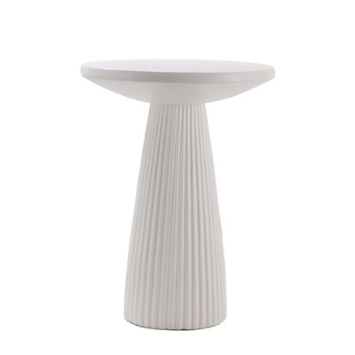 White Fluted Pedestal Side Table  Modern Accent Table