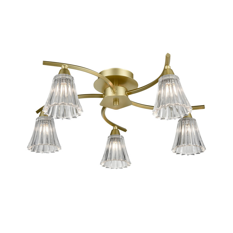Lanagan Glass Semi Flush Mount, Matt Gold