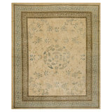 Antique Chinese Ningxia Rug, Hand-Knotted Wool, Ivory, 1890s