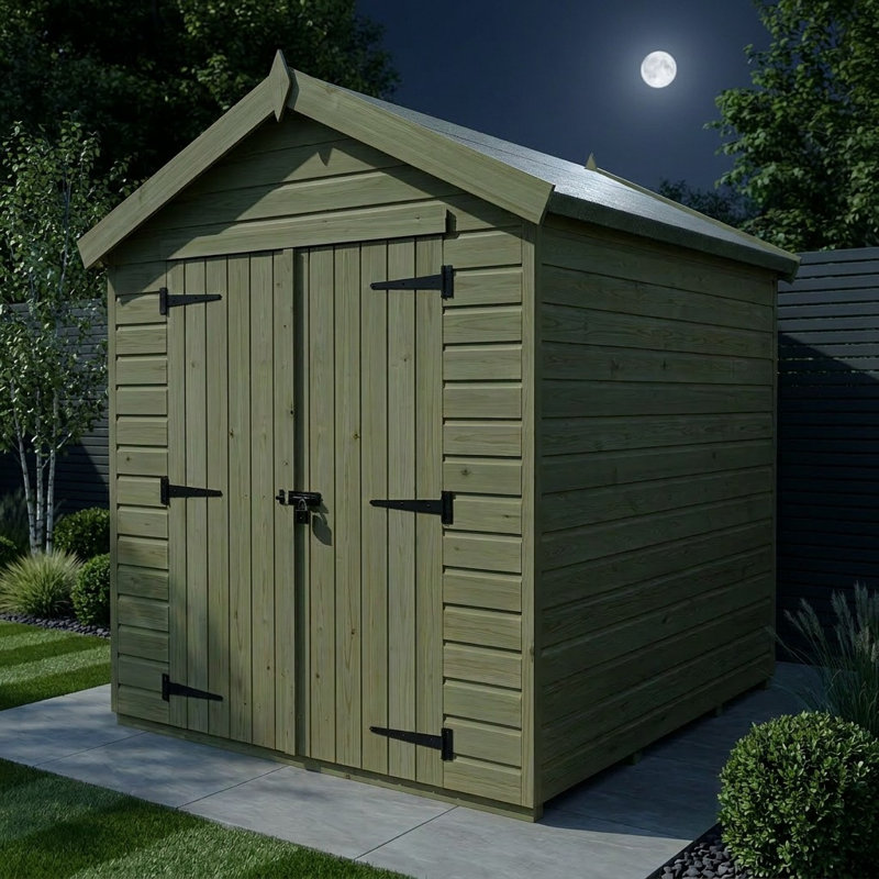 Total Sheds 6ft x 7ft Apex Garden Shed - Double Door - No Windows - Pressure Treated Timber - UK Manufactured