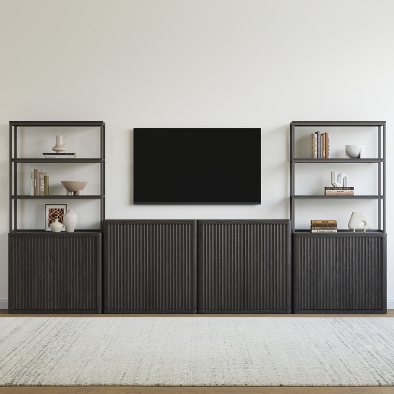 Cesiro 70.8'' H X 34.6'' W 5-Tier Storage Bookcase With Adjustable Shelves, Dark Grey Alder